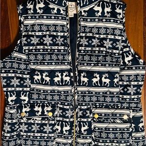 Navy and White Reindeer Pattern Vest